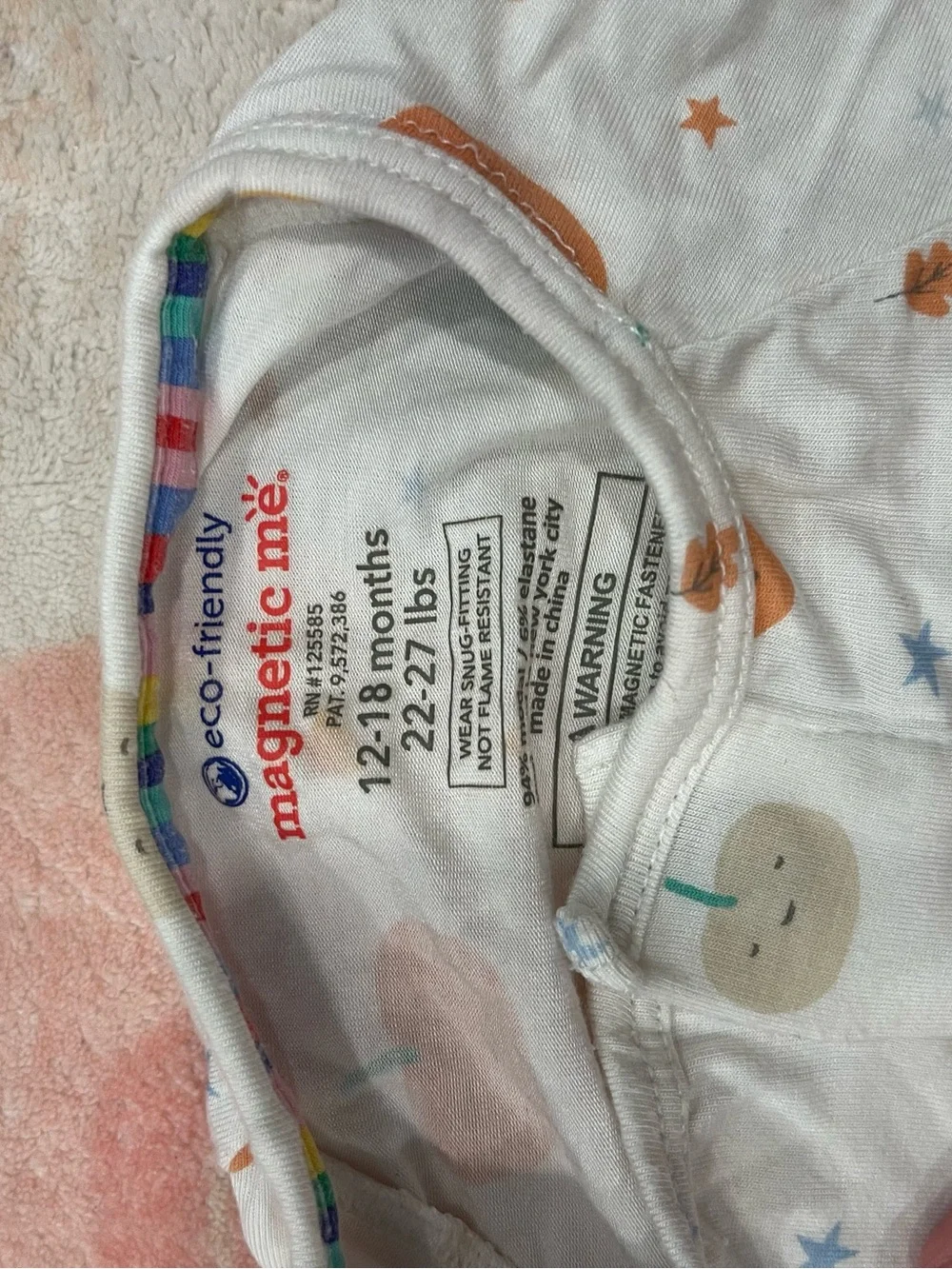 Magnetic Me Cream White Pumpkin Print Zipper Sleep Sack Footie